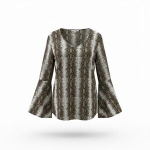 Lara Fashion Women's Snake Print Bell Sleeve Top XL
